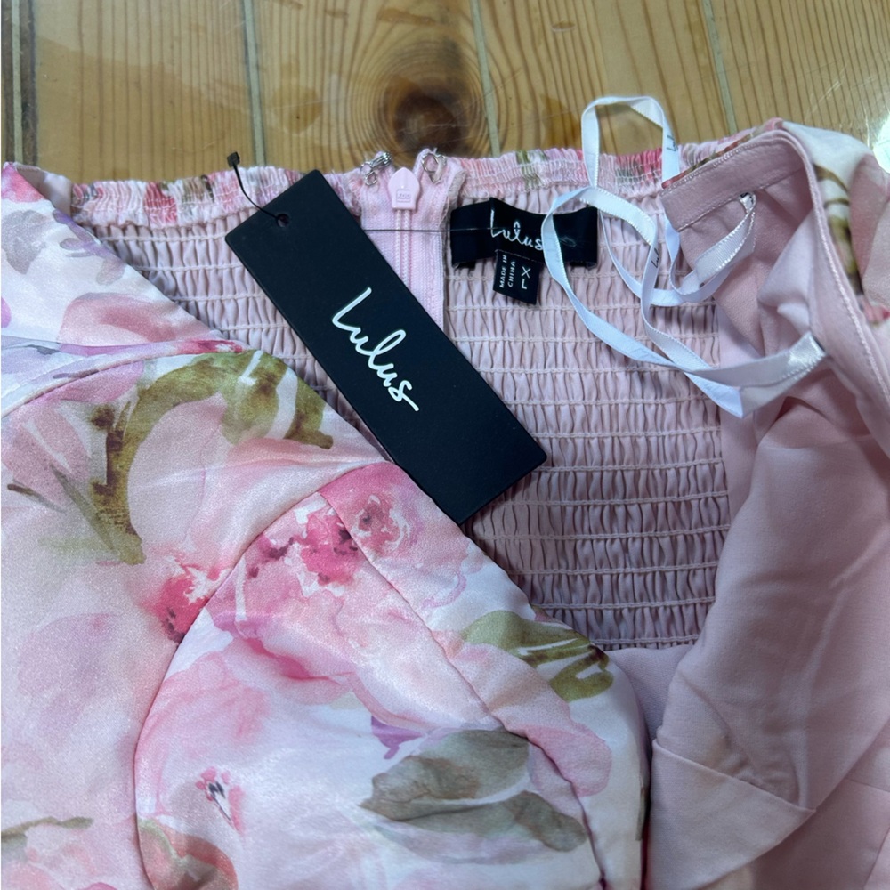 Pristine Cutie Light Pink Floral Organza Bustier Midi Dress - Picture 7 of 10